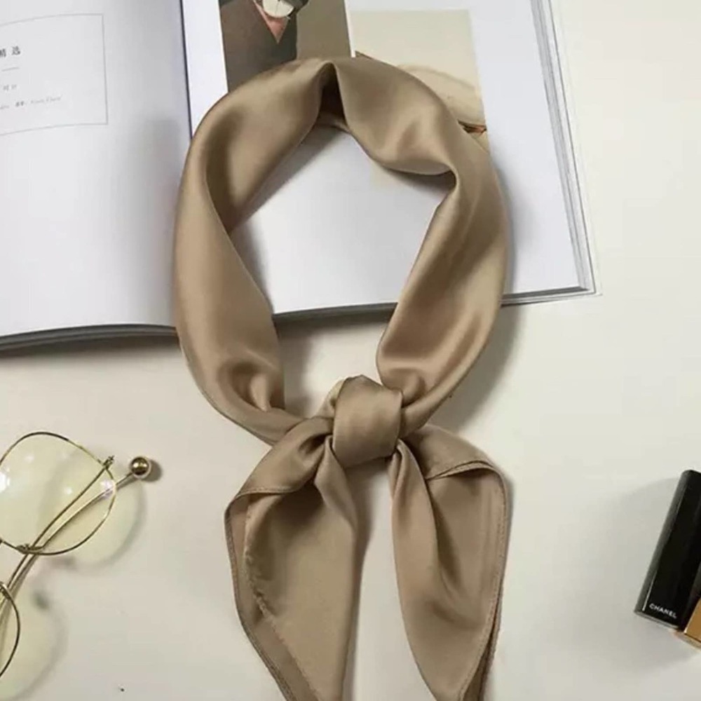 Beige Neck/Handbag/ hair scarf 27x27